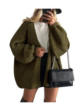 Women's Oversized Open Front Knit Cardigan Sweater Chunky Fall Long Sleeve